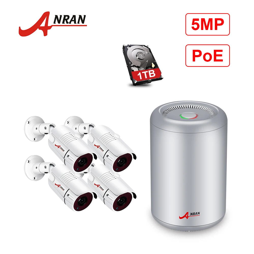 ANRAN 5MP HD POE CCTV камера система 4CH NVR комплект безопасности ip-камера