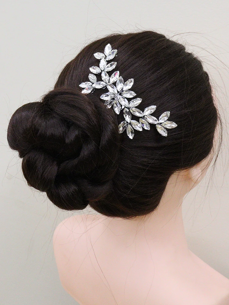 Full Rhinestone Hair Comb Women Flower Head Jewelry Gold Silver Wedding Headpieces Bridal Hair Accessories Clips hair accessories,bridal hair accessories