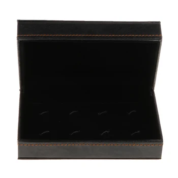 

Black PU Leather 4 Pairs Cufflinks Holder Cuff Link Box Christmas Gift