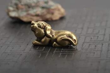 

12 Zodiaco conejo latón puro mango sólido antiguo colgante artesanía