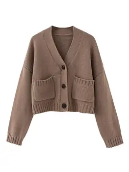 

2020 New Fashion Brand Women Sweater Cardigans Computer Knitted V-neck Casual Solid Single Breasted Full