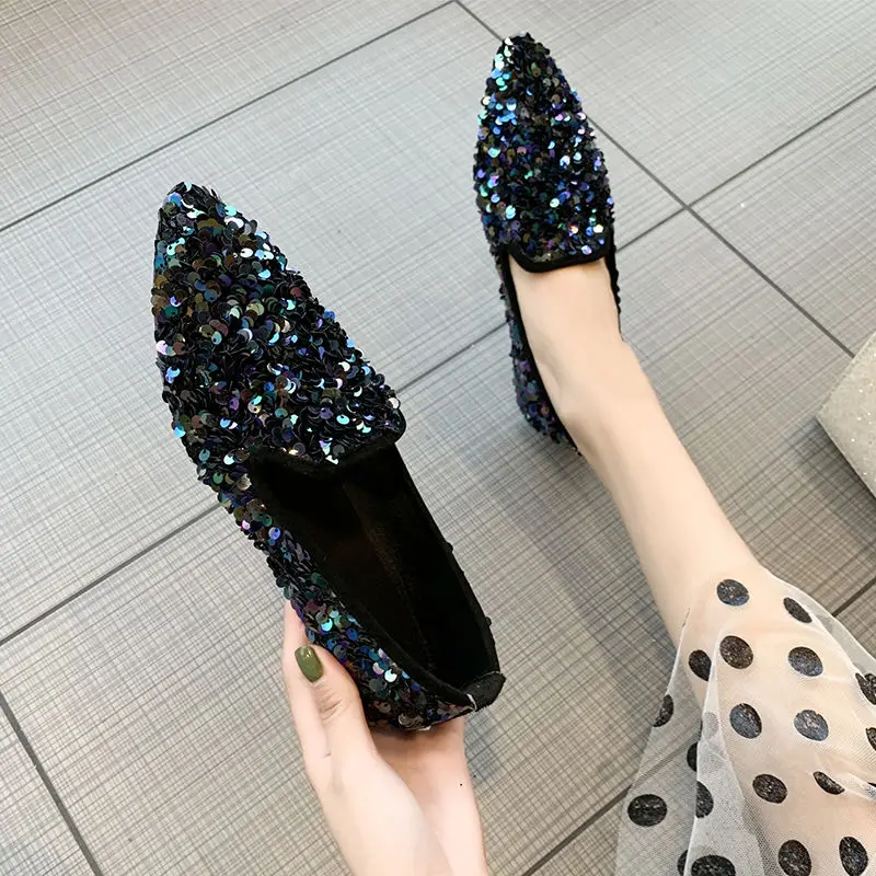 Tanie Dziewczyny Sparkle mokasyny damskie cekiny Slip-On buty sukienka 2020 projektant