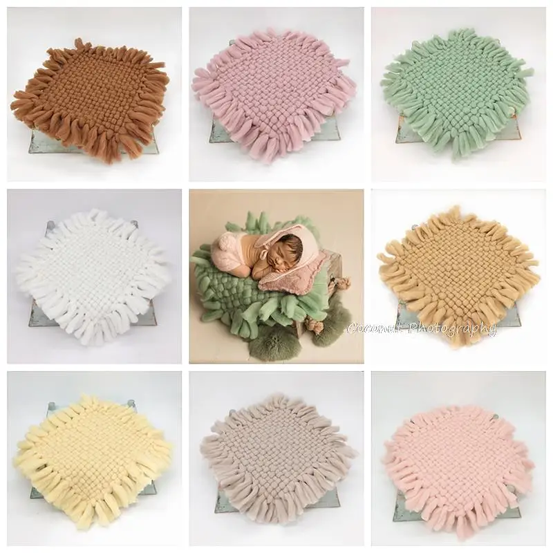 Coconut Newborn Photography Props Baby Photo Shoot Filler Flokati Fotografia Photoshoot Accessories 45*45cm CottonFiberBlanket 6 pcs set baby photo shoot wheat donut posing props baby pillows ring newborn photography props basket filler fotografia