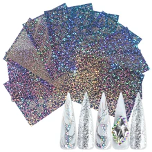 10pcs Holographic Nail Foil Flame Adhesive Nail Transfer Sticker 3D Colorful Laser Wraps Fire Design Nail Art Decoration TR1526