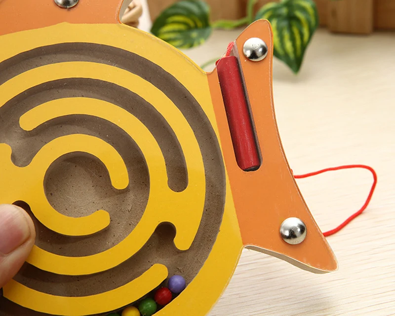 1 шт. деревянные детские игрушки животные Магнитный лабиринт с шаром ручка бисер головоломка Science And образование интеллект игрушки LXX