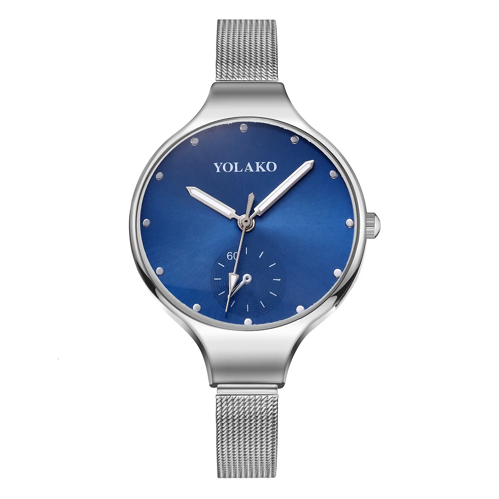 YOLAKO Брендовые женские Spuer тонкие наручные часы с ремешком-сеткой из нержавеющей стали женские роскошные высококачественные повседневные наручные часы подарок часы
