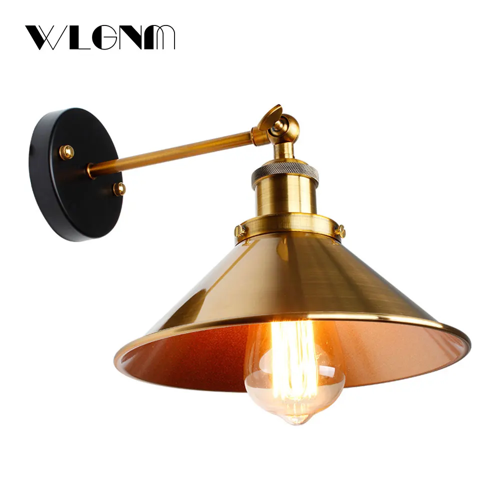 Винтажный Лофт светодиодный настенный светильник для дома, промышленный декор, ретро светильник для ванной комнаты, железный абажур E27, настенный светильник Эдисона, светильники