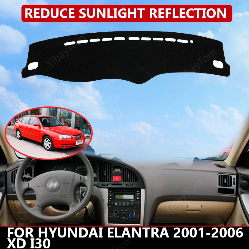 

Коврик для приборной панели для Hyundai Elantra 2001-2006 XD I30, бархатный чехол для автомобильной приборной панели, Черные Блоки, пылесос, шум, автомобильные аксессуары
