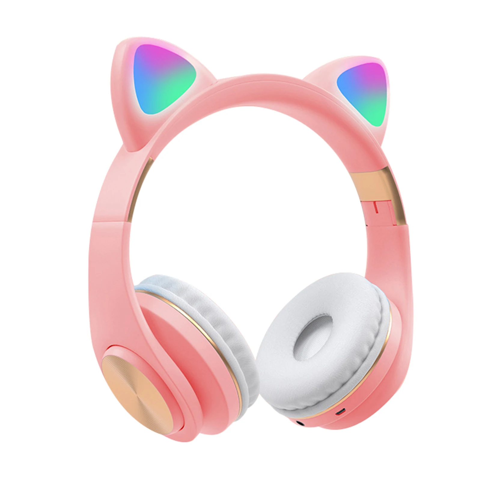 With LED Light Gaming Ergonomic Cat Ear Cute Wireless Bluetooth Headset Calling Glowing Noise Cancelling Stereo Sound Hands Free