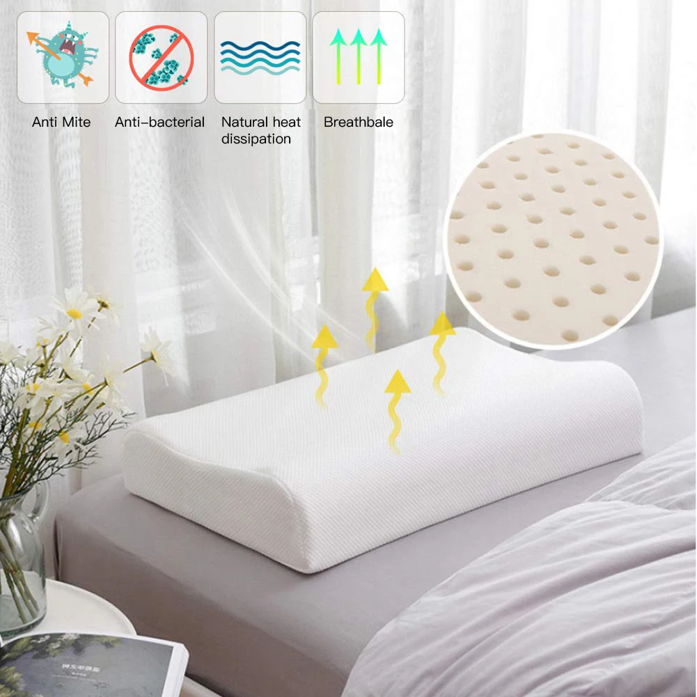 

High-end Gifts neck pillow Thailand Natural Latex Pillow Neck for Pressure Relief Radiant Cervical Pillow Removable Pillowcase