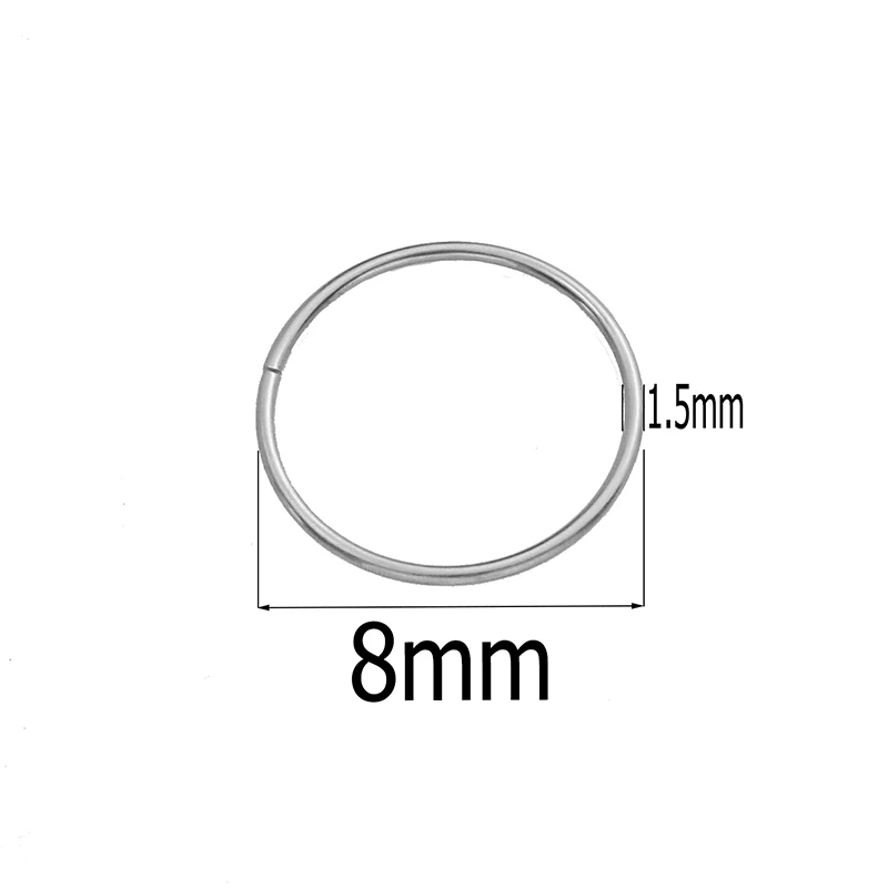 1.5x8mm 10 шт./лот, нержавеющая сталь, сделай сам, фурнитура для ювелирных изделий, открытые одиночные петли, большие кольца для прыжков, разъемное кольцо, аксессуары для изготовления, оптовые поставки - Цвет: 1.5x8mm