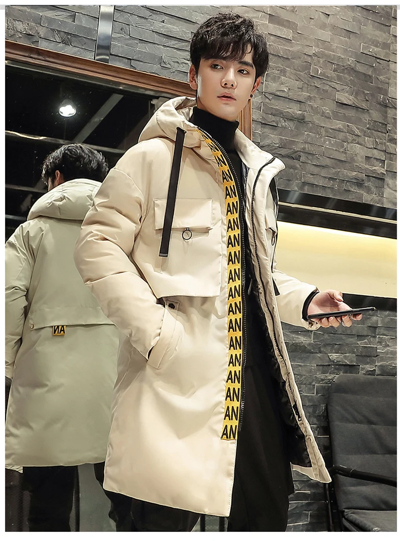 Модная мужская зимняя куртка парка Толстая Теплая Повседневная пуховая куртка с капюшоном зимнее длинное пальто плюс размер хлопковая куртка черная ветровка