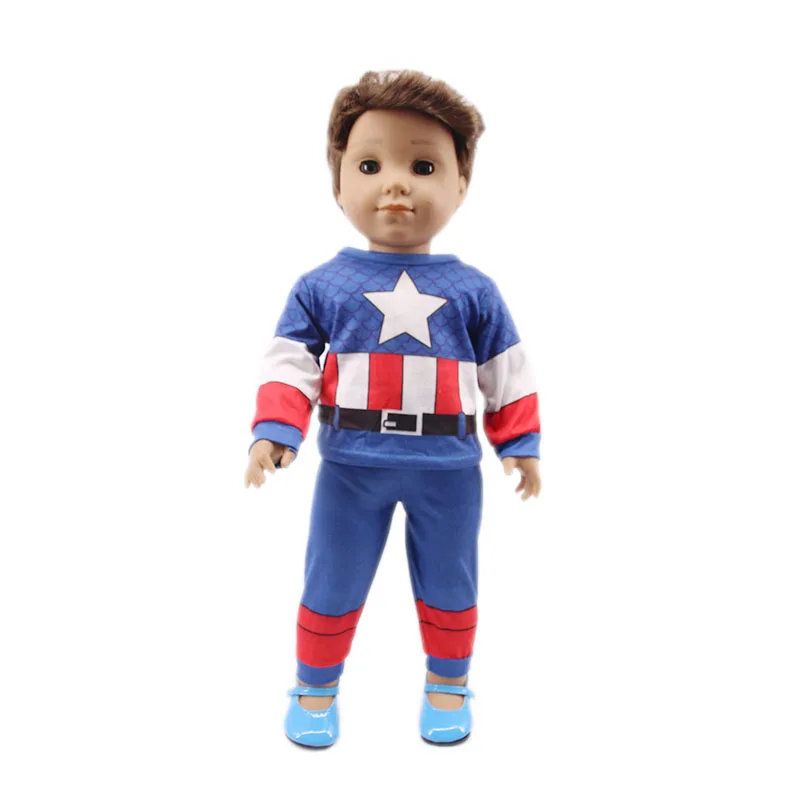 Комплект из 2 предметов для мужчин и кукол, пижама с суперменом для детей 18 дюймов, американская и 43 см, одежда для новорожденных, наше поколение, подарок для мальчиков и девочек