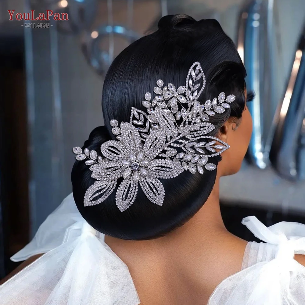 YouLaPan Fashion Rhinestone Crowns And Tiaras Pageant Crown Wedding Hair Piece Bridal Headpieces Handmade Flower_voghion.com