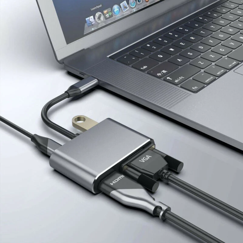 Для ноутбука аудио видео конвертер тип-c 4в1 USB порт к HDMI VGA кабели адаптера