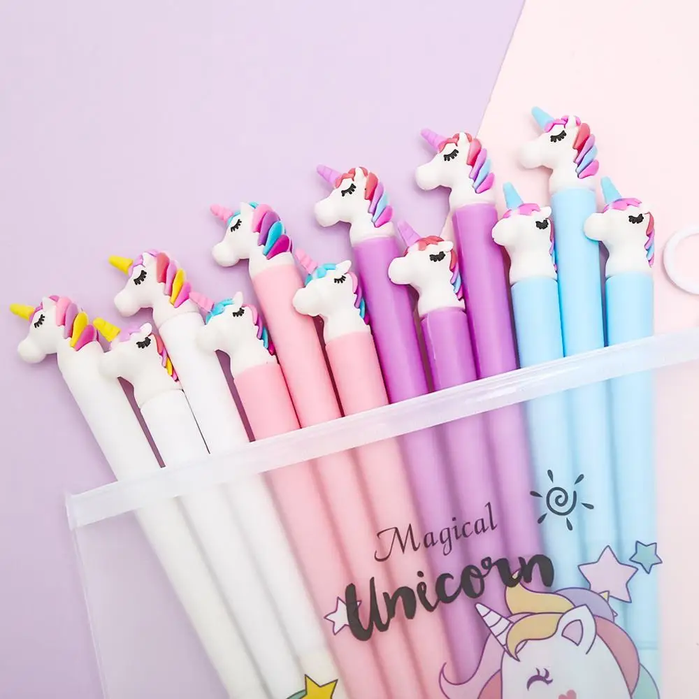 

12pcs Candy Color Unicorn Gel Pen Colored Journal Planner Stationery Item Kawaii Sweet Store School Colorful Rainbow Adult Gift