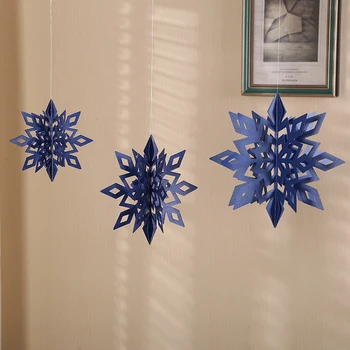 

12pcs 3D Snowflake Shape Pendant Winter Hollow Hanging Christmas Decorations for Home MDJ998