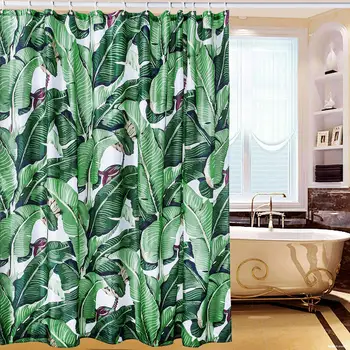 

Banana Leaf Pattern Shower Curtain,Waterproof Polyester Fabric Bath Curtain Design,-Inch