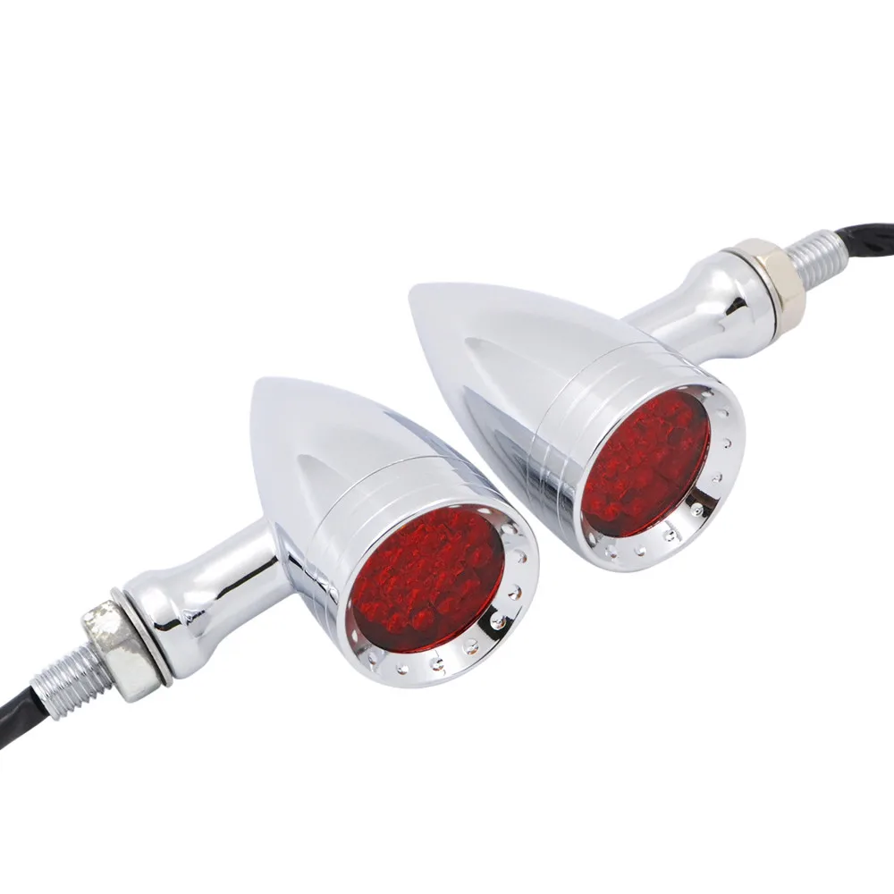 Chrome Red Light BJMOTO 2 шт. скутер мотоцикл указатель поворота индикаторная лампа стоп-сигнал для Мотоцикл harley задние сигналы светодиодные мигающие огни - Цвет: Chrome Red Light