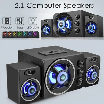 

2.1 Colorful Light Desktop Computer Speaker Heavy Bass Surround Sound Home Audio Speaker USB Power Supply For PC Laptop Computer