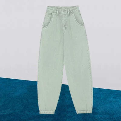 Light green PUWD женские модные однотонные прямые джинсы - Цвет: Light green