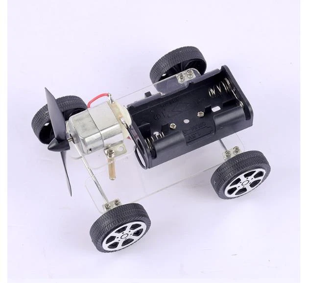 Mini DIY Wind Powered Robot Toy Car Kit 130 Brush Educational Gadget Hobby Gift 