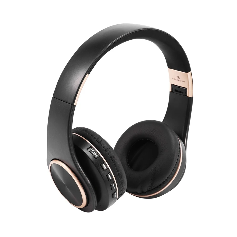 T8 Wireless Bluetooth Headphones Over Ear Soft Stereo Sport Headsets for Xiaomi iPhone Samsung Earphone with Mic Support TF Card