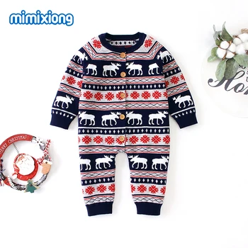 

Baby Rompers One Pieces Christmas Knit Newborn Infant Boys Jumpsuits Playsuits Long Sleeve Autumn Toddler Girls Overalls Clothes