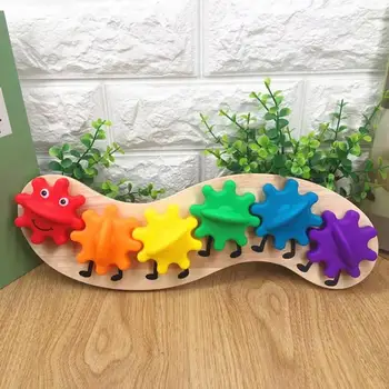 

Security Non-toxic Wooden Rotating Gear Game Novelty Children Gift Early Educational Color Cognition Developing Interesting Toys