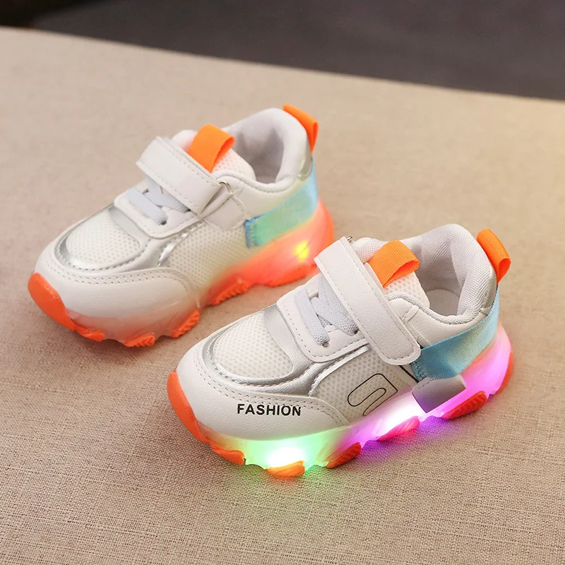 

LED Children & Toddler Shoes Soft Bottom Fashion Breathabale Air Mesh Kids Sneakers Girls Sports Casual Shoe Size 21-30