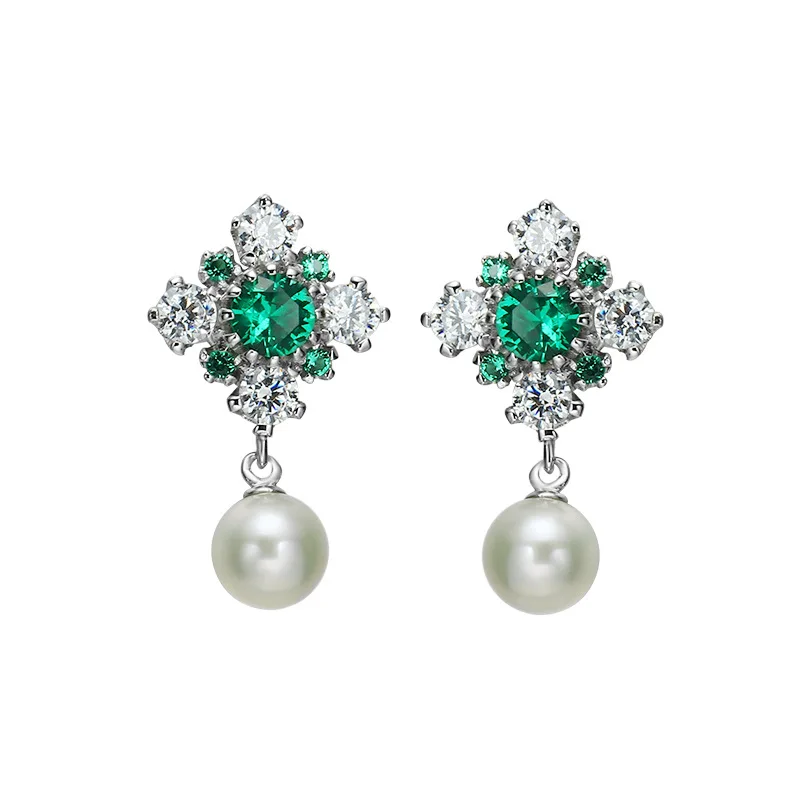 

2019 Delicate Snowflake Pearl Crystal 925 Sterling Silver Drop Dangle Piercing Earrings for Women Upscale Jewelry Valentine Gift