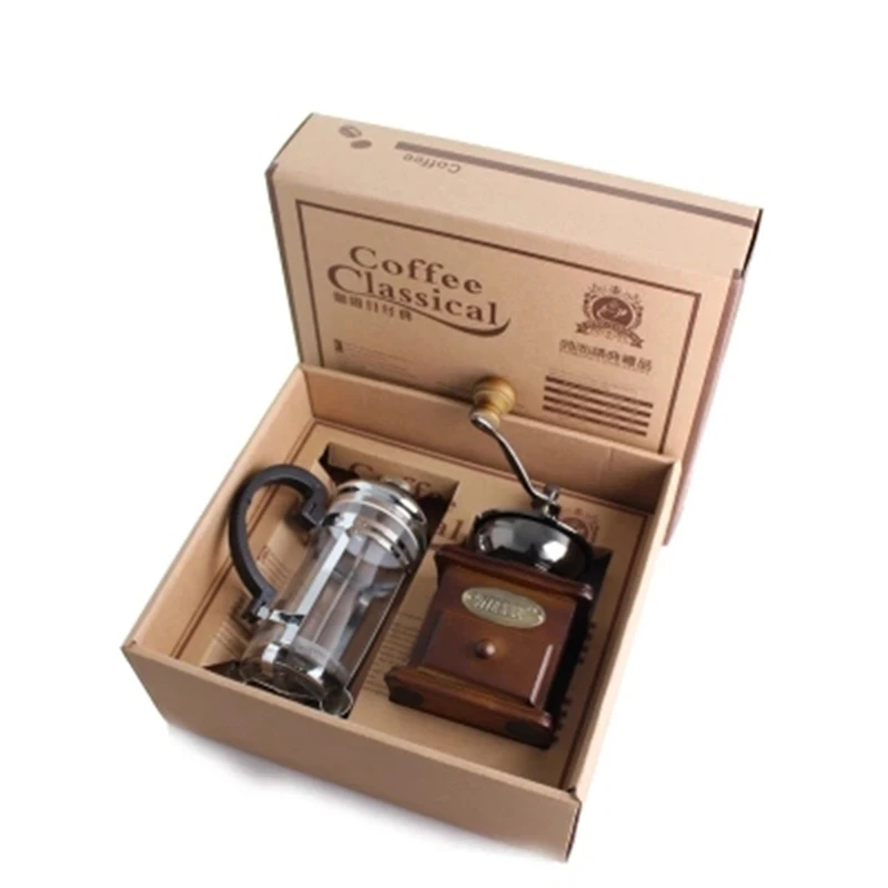 Измельчитель Пресс горшок набор руководство кофемолка кофеварка деревянные ручные измельчители хогард