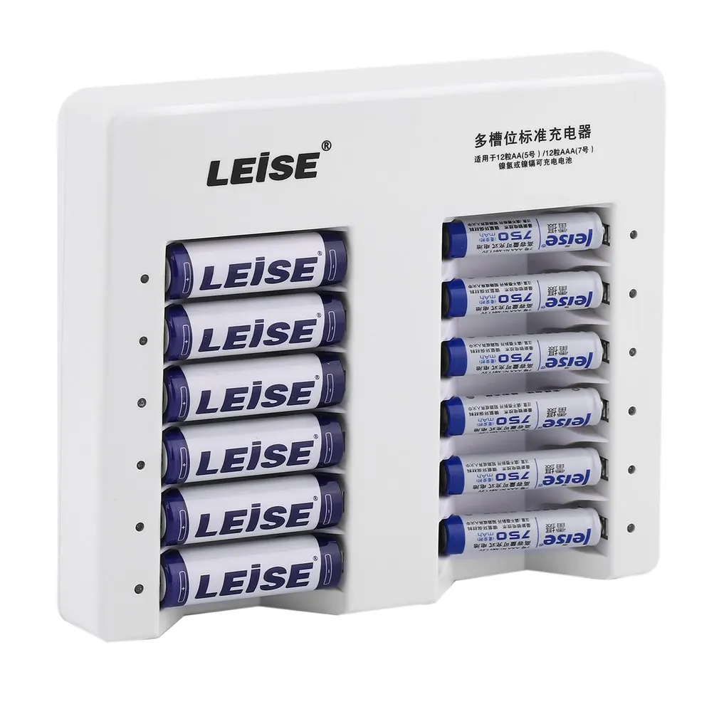 

LEISE-813 12 Slots Intelligent Standard Rechargeable Battery Charger Set Adapter For AA/AAA Batteries Ni-MH NiCD