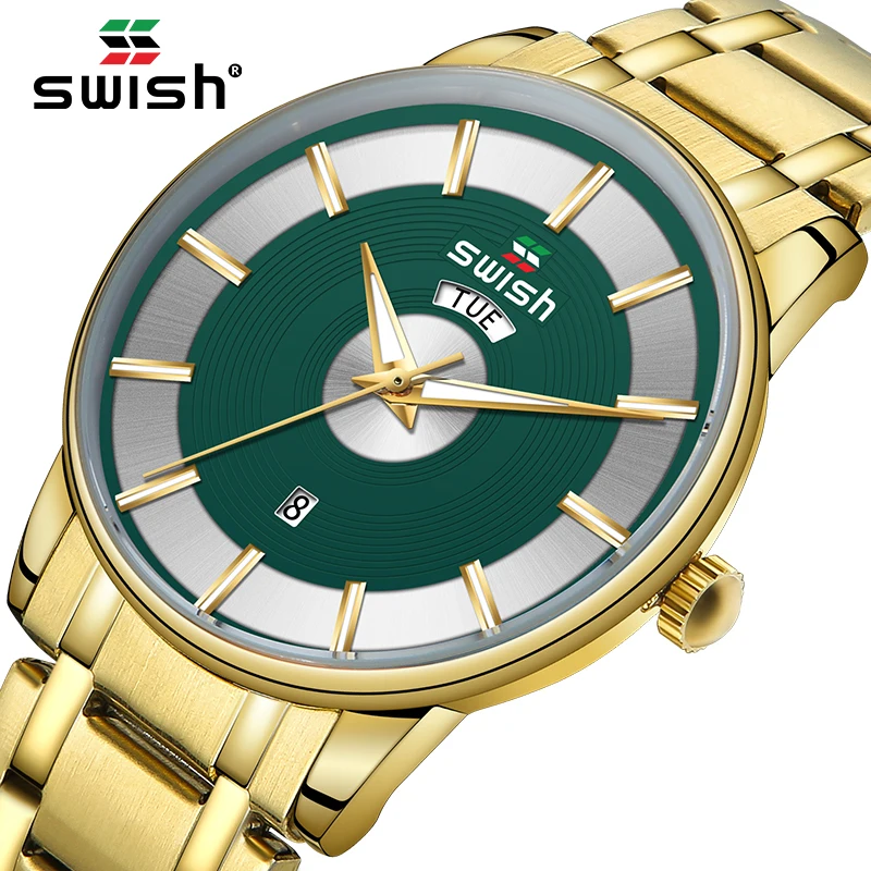 

SWISH Luxury Wristwatches for Man Gold Casual Waterproof Sports Quartz Watches 2020 Luminous Military Watch Relogio Masculino