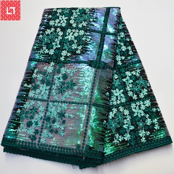

Teal Green Sequins African Lace Fabric French Lace Fabric 2019 High Quality Lace Embroidered Fabric for Nigerian Wedding Dresse