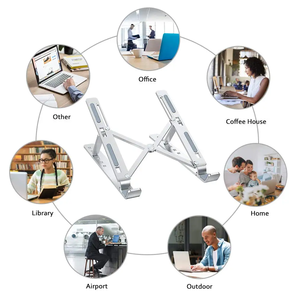 Портативная подставка для ноутбука 6 высоты Регулируемый алюминиевый сплав Настольный для ноутбука MacBook настенное крепление держатель