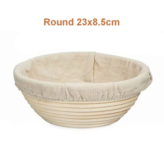 TEYAAO Rattan Bread Proofing Basket Natural Round Rattan Wicker Dough Fermentation Sourdough Banneton Bread Basket round 23x8.5cm