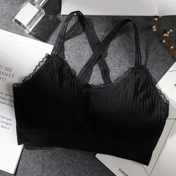 

Women Wireless Bra for Lady Black Top Vest Sexy Push Up Bras Back Seamless Breathable Padded Seamless Underwear