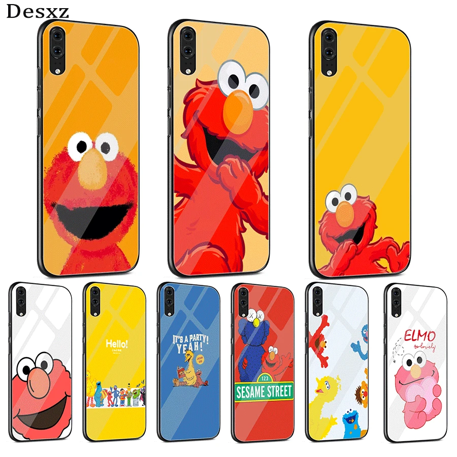 

Mobile Phone Case Glass for Huawei Mate Honor 8X 9 10 7A 20 P30 P20 P10 Lite Pro P Smart Cover Cookies Monsters Elmo