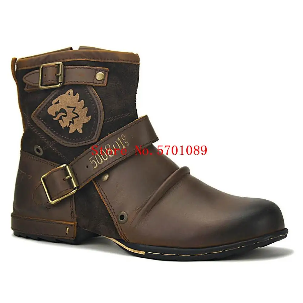Man Leather Chukka Boots Biker Boots 
