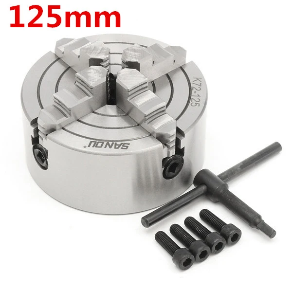 Cena 4 szczękowy uchwyt tokarski 80mm 100mm 125mm K72 80 K72 100 K72 125 niezależny 1 szt. Uchwyt wiertarski bezpieczeństwa 3 szt. Śruba montażowa