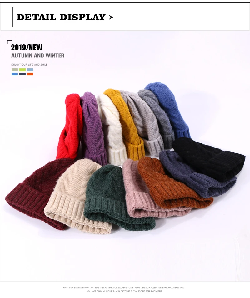 Новая зимняя Шерстяная Шапка-бини для женщин, сплошной цвет вязания, Мужская Осенняя наружная теплая шляпа, аксессуары, толстая хлопковая Шапка-бини