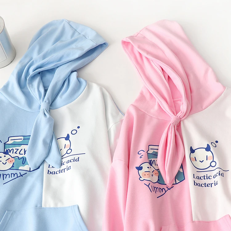 Элегантный стиль Kawaii Лоскутные толстовки для женщин японского аниме Графический Мори галстук-бабочка для девочки пуловеры Толстовка Harajuku Толстовка