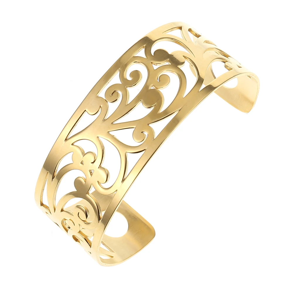 Legenstar браслеты и браслеты для женщин золото цвет полые нержавеющая сталь манжета браслет Bijoux Manchette Pulseiras fit кожа