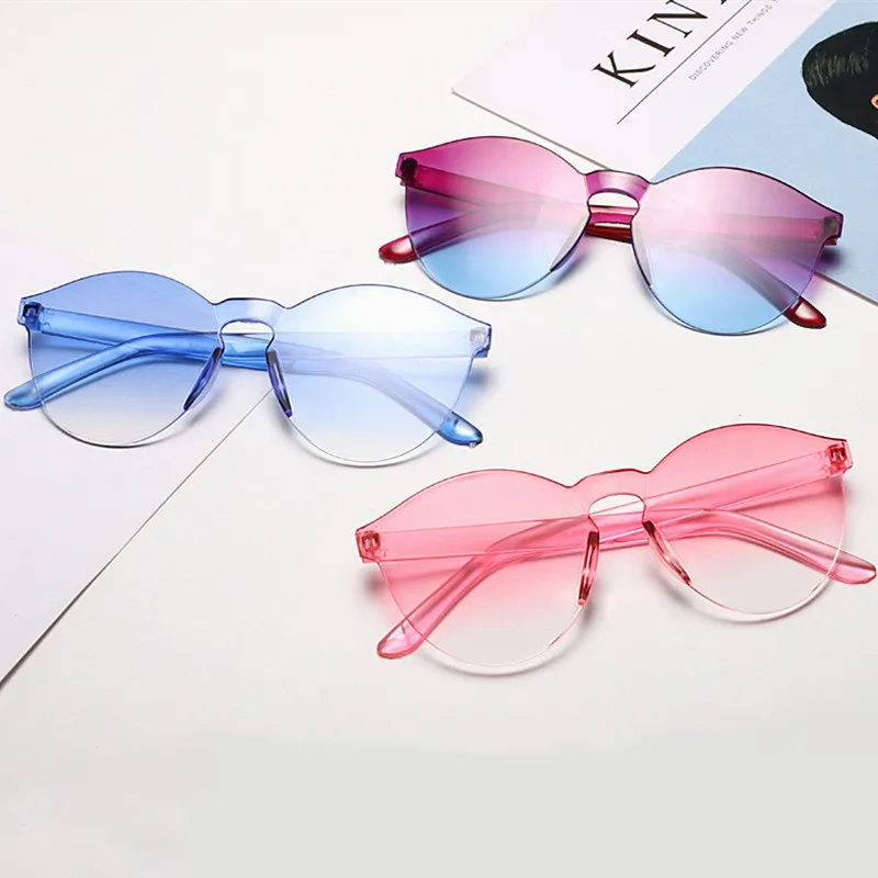 Gafas de sol de Color caramelo para mujer, anteojos de sol de estilo Retro Vintage, redondas, con lente rosa, rojo y amarillo, coloridas, con protección UV400