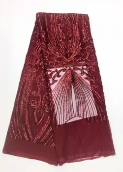 

Cyndi-9.6609 Hot selling african sequins lace fabric tessel fringel embroidered tulle mesh lace fabric