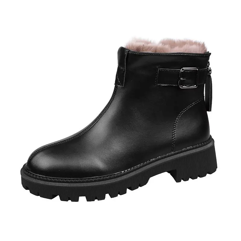 Boots 2020 Black 35 40 Size PU Leather Ankle Boots Plush Boots Female Women Shoes Women Fashion and Keep Warm Winter Boots Women Boots 2020 Black 35 40 Size PU Leather Ankle Boots Plush Boots Female Women Shoes Women Fashion and Keep Warm Winter Boots Women