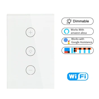 

Smart WiFi Dimmer Light Switch Glass Touch Panel Wireless Remote Timing Function Control work with Alexa Google Assistant 1 Gang