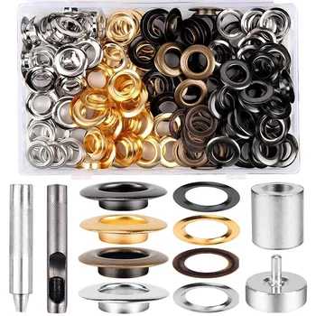 

1/2 Inch Grommet Kit 100 Sets Grommets Eyelets with Storage Box for Craft Making, Repair and Decoration