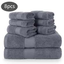 

8 PCS Luxury Cotton Thicker 8 Towel Set Soft Super Absorbent 2 Large Bath Towels 2 Hand Towels 4 Washcloths for Home Bathroom